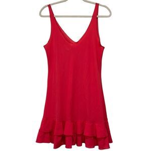 Free People Intimately pink Ruffle Hem Slip Dress | Size Large